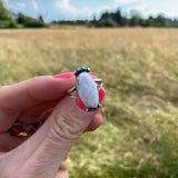 Navajo White Buffalo Oval Ring Size 7